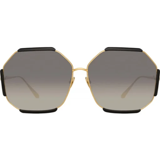 Linda Farrow - Margot Hexagon Sunglasses in Black - LFL1308C1SUN - Eyewear - Avvenice^ Sunglasses