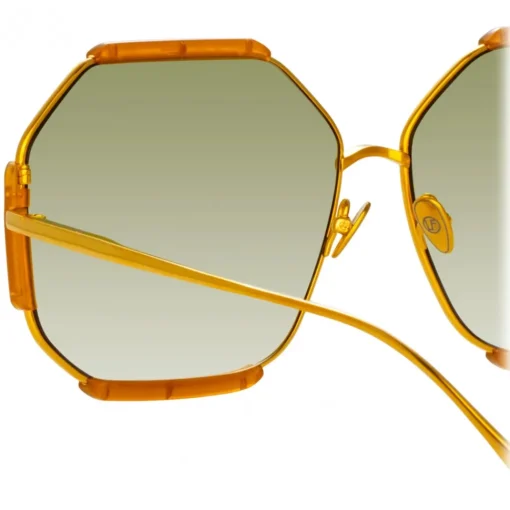 Linda Farrow - Margot Hexagon Sunglasses in Honey - LFL1308C5SUN - Eyewear - Avvenice