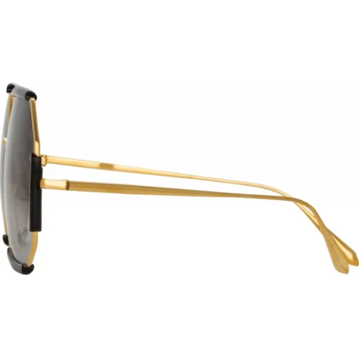 Linda Farrow - Margot Hexagon Sunglasses in Black - LFL1308C1SUN - Eyewear - Avvenice^ Sunglasses