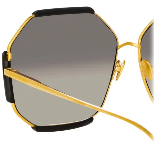 Linda Farrow - Margot Hexagon Sunglasses in Black - LFL1308C1SUN - Eyewear - Avvenice^ Sunglasses