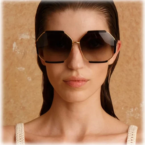 Linda Farrow - Margot Hexagon Sunglasses in Black - LFL1308C1SUN - Eyewear - Avvenice^ Sunglasses