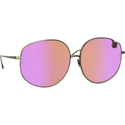 Linda Farrow - Marisa Oversized Sunglasses in Nickel Pink - LFL1056C7SUN - Eyewear - Avvenice