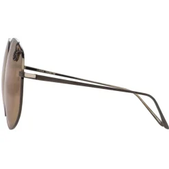 Linda Farrow - Marisa Oversized Sunglasses in Nickel Pink - LFL1056C7SUN - Eyewear - Avvenice