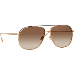 Linda Farrow - Matis Aviator Sunglasses in Rose Gold - LFL1279C3SUN - Eyewear - Avvenice^ Sunglasses