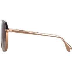 Linda Farrow - Matis Aviator Sunglasses in Rose Gold - LFL1279C3SUN - Eyewear - Avvenice^ Sunglasses