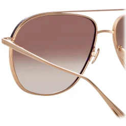 Linda Farrow - Matis Aviator Sunglasses in Rose Gold - LFL1279C3SUN - Eyewear - Avvenice^ Sunglasses