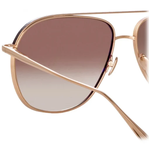 Linda Farrow - Matis Aviator Sunglasses in Rose Gold - LFL1279C3SUN - Eyewear - Avvenice^ Sunglasses