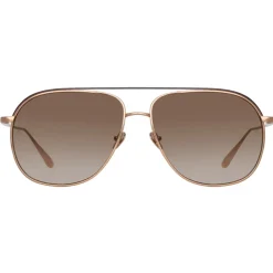 Linda Farrow - Matis Aviator Sunglasses in Rose Gold - LFL1279C3SUN - Eyewear - Avvenice^ Sunglasses