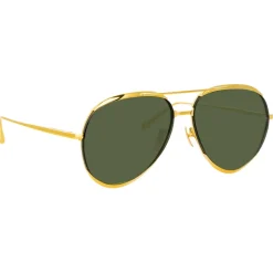 Linda Farrow - Matisse Aviator Sunglasses in Yellow Gold - LFL1207C1SUN - Eyewear - Avvenice