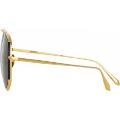 Linda Farrow - Matisse Aviator Sunglasses in Yellow Gold - LFL1207C1SUN - Eyewear - Avvenice