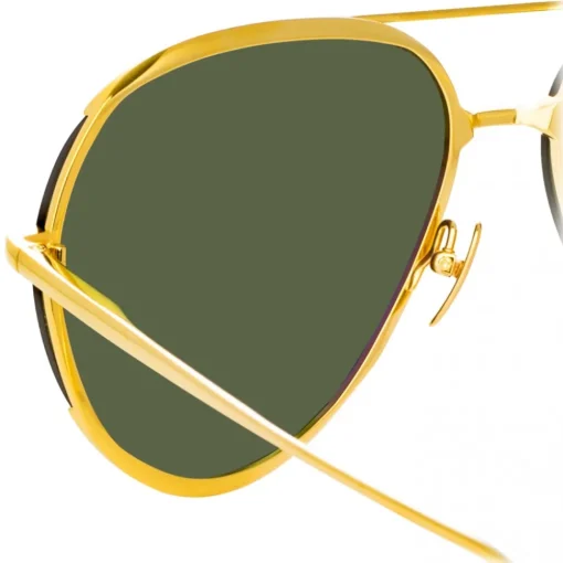 Linda Farrow - Matisse Aviator Sunglasses in Yellow Gold - LFL1207C1SUN - Eyewear - Avvenice