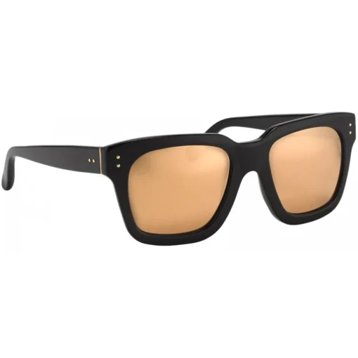Linda Farrow - Max D-Frame Sunglasses in Black Yellow Gold - LFL71C51SUN - Eyewear - Avvenice^ Sunglasses