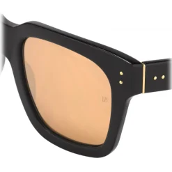 Linda Farrow - Max D-Frame Sunglasses in Black Yellow Gold - LFL71C51SUN - Eyewear - Avvenice^ Sunglasses