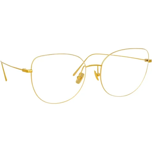 Linda Farrow - Maya Cat Eye Optical Glasses in Yellow Gold - LF38C1OPT - Eyewear - Avvenice