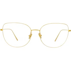 Linda Farrow - Maya Cat Eye Optical Glasses in Yellow Gold - LF38C1OPT - Eyewear - Avvenice