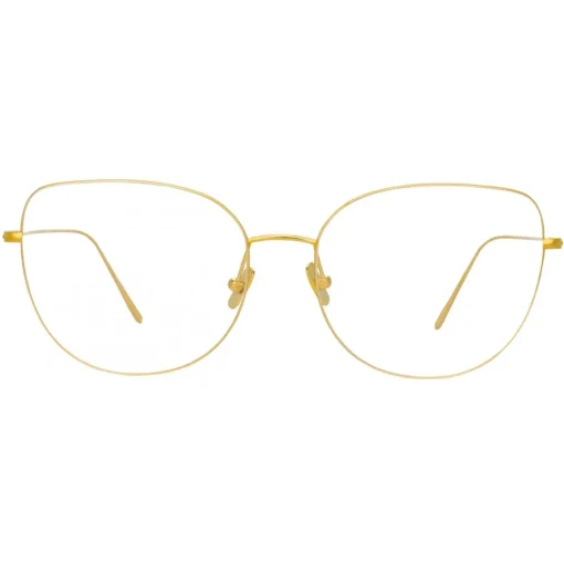 Linda Farrow - Maya Cat Eye Optical Glasses in Yellow Gold - LF38C1OPT - Eyewear - Avvenice