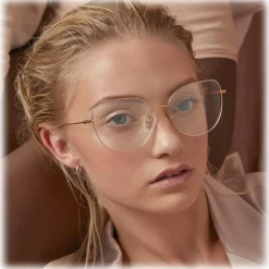 Linda Farrow - Maya Cat Eye Optical Glasses in Yellow Gold - LF38C1OPT - Eyewear - Avvenice