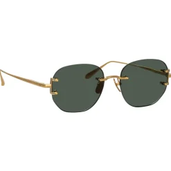 Linda Farrow - Men's Sandor Angular Sunglasses in Yellow Gold - LFL1497C2SUN - Eyewear - Avvenice^ Sunglasses