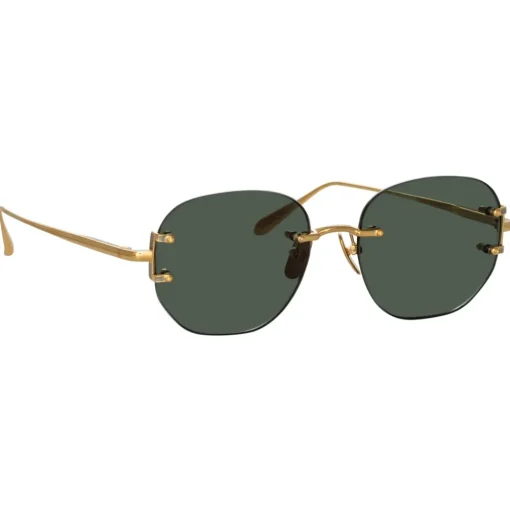 Linda Farrow - Men's Sandor Angular Sunglasses in Yellow Gold - LFL1497C2SUN - Eyewear - Avvenice^ Sunglasses