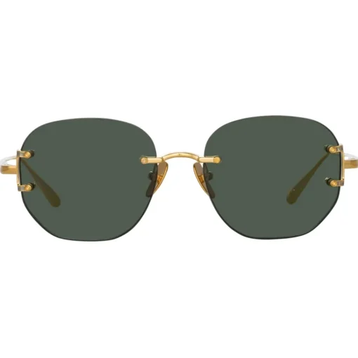 Linda Farrow - Men's Sandor Angular Sunglasses in Yellow Gold - LFL1497C2SUN - Eyewear - Avvenice^ Sunglasses