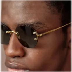 Linda Farrow - Men's Sandor Angular Sunglasses in Yellow Gold - LFL1497C2SUN - Eyewear - Avvenice^ Sunglasses