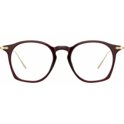 Linda Farrow - Mila A Square Optical Glasses in Burgundy - LF52AC5OPT - Eyewear - Avvenice