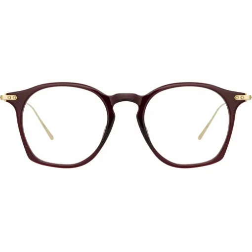 Linda Farrow - Mila A Square Optical Glasses in Burgundy - LF52AC5OPT - Eyewear - Avvenice
