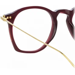Linda Farrow - Mila A Square Optical Glasses in Burgundy - LF52AC5OPT - Eyewear - Avvenice