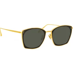 Linda Farrow - Milo Square Sunglasses in Yellow Gold - LFL1338C4SUN - Eyewear - Avvenice^ Sunglasses