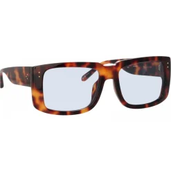 Linda Farrow - Morrison Rectangular Sunglasses in Tortoiseshell Blue - LFL1027C9SUN - Eyewear - Avvenice^ Sunglasses