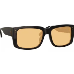 Linda Farrow - Morrison Rectangular Sunglasses in Black Orange - LFL1027C7SUN - Eyewear - Avvenice