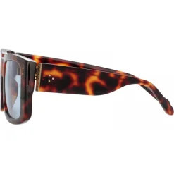 Linda Farrow - Morrison Rectangular Sunglasses in Tortoiseshell Blue - LFL1027C9SUN - Eyewear - Avvenice^ Sunglasses