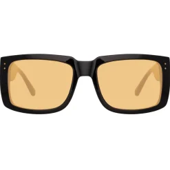Linda Farrow - Morrison Rectangular Sunglasses in Black Orange - LFL1027C7SUN - Eyewear - Avvenice
