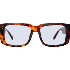 Linda Farrow - Morrison Rectangular Sunglasses in Tortoiseshell Blue - LFL1027C9SUN - Eyewear - Avvenice^ Sunglasses