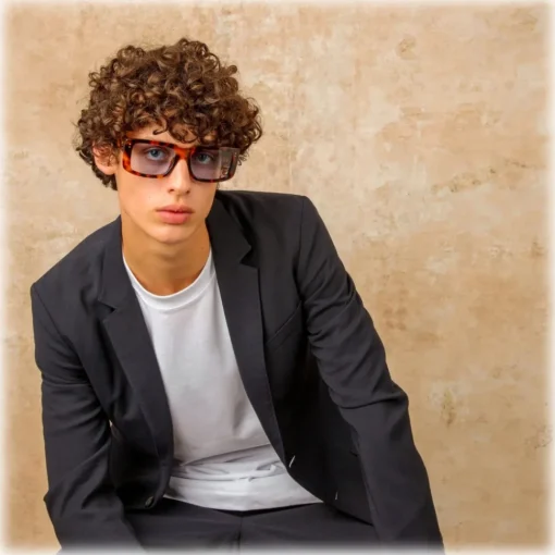 Linda Farrow - Morrison Rectangular Sunglasses in Tortoiseshell Blue - LFL1027C9SUN - Eyewear - Avvenice^ Sunglasses