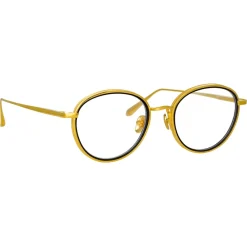 Linda Farrow - Moss Oval Optical Glasses in Yellow Gold - LFL1227C1OPT - Eyewear - Avvenice