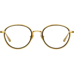 Linda Farrow - Moss Oval Optical Glasses in Yellow Gold - LFL1227C1OPT - Eyewear - Avvenice