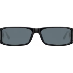 Linda Farrow - Mya Rectangular Sunglasses in Black - LFL1274C1SUN - Eyewear - Avvenice^ Sunglasses