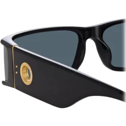Linda Farrow - Mya Rectangular Sunglasses in Black - LFL1274C1SUN - Eyewear - Avvenice^ Sunglasses