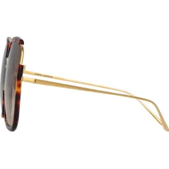 Linda Farrow - Natalia Oversized Sunglasses in Tortoiseshell - LFL1210C2SUN - Eyewear - Avvenice