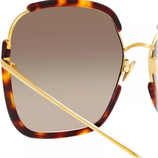 Linda Farrow - Natalia Oversized Sunglasses in Tortoiseshell - LFL1210C2SUN - Eyewear - Avvenice