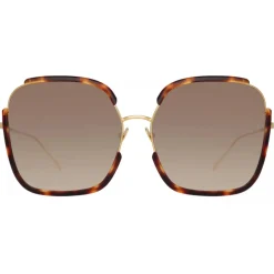 Linda Farrow - Natalia Oversized Sunglasses in Tortoiseshell - LFL1210C2SUN - Eyewear - Avvenice