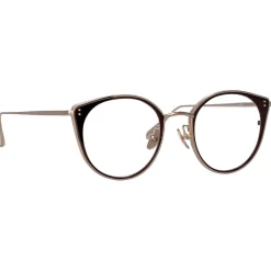 Linda Farrow - Neusa Oval Optical Glasses in Light Gold - LFL1420C3OPT - Eyewear - Avvenice^ Sunglasses