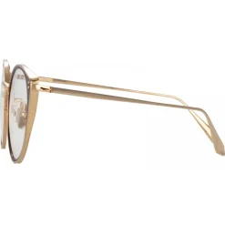 Linda Farrow - Neusa Oval Optical Glasses in Light Gold - LFL1420C3OPT - Eyewear - Avvenice^ Sunglasses