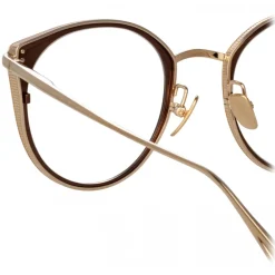 Linda Farrow - Neusa Oval Optical Glasses in Light Gold - LFL1420C3OPT - Eyewear - Avvenice^ Sunglasses