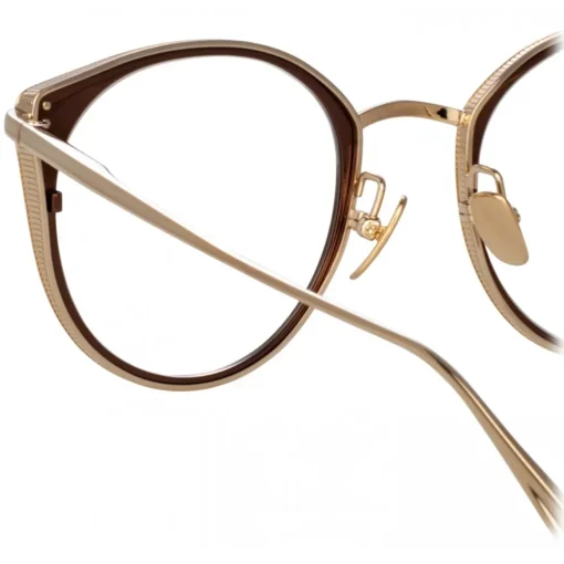 Linda Farrow - Neusa Oval Optical Glasses in Light Gold - LFL1420C3OPT - Eyewear - Avvenice^ Sunglasses
