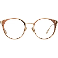Linda Farrow - Neusa Oval Optical Glasses in Light Gold - LFL1420C3OPT - Eyewear - Avvenice^ Sunglasses