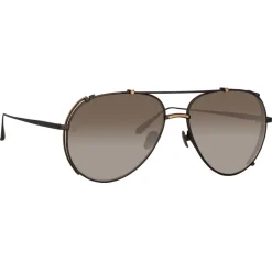 Linda Farrow - Newman Aviator Sunglasses in Black - LFL1039C8SUN - Eyewear - Avvenice^ Sunglasses