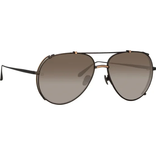 Linda Farrow - Newman Aviator Sunglasses in Black - LFL1039C8SUN - Eyewear - Avvenice^ Sunglasses