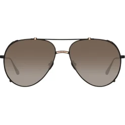 Linda Farrow - Newman Aviator Sunglasses in Black - LFL1039C8SUN - Eyewear - Avvenice^ Sunglasses